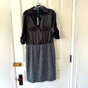 White House Black Market Black and Gray Dress
